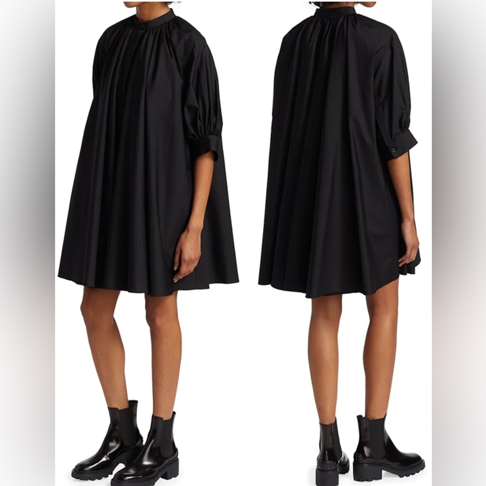 Alexander McQueen Elbow Puffy-Sleeve Trapeze Dress - Picture 3 of 12